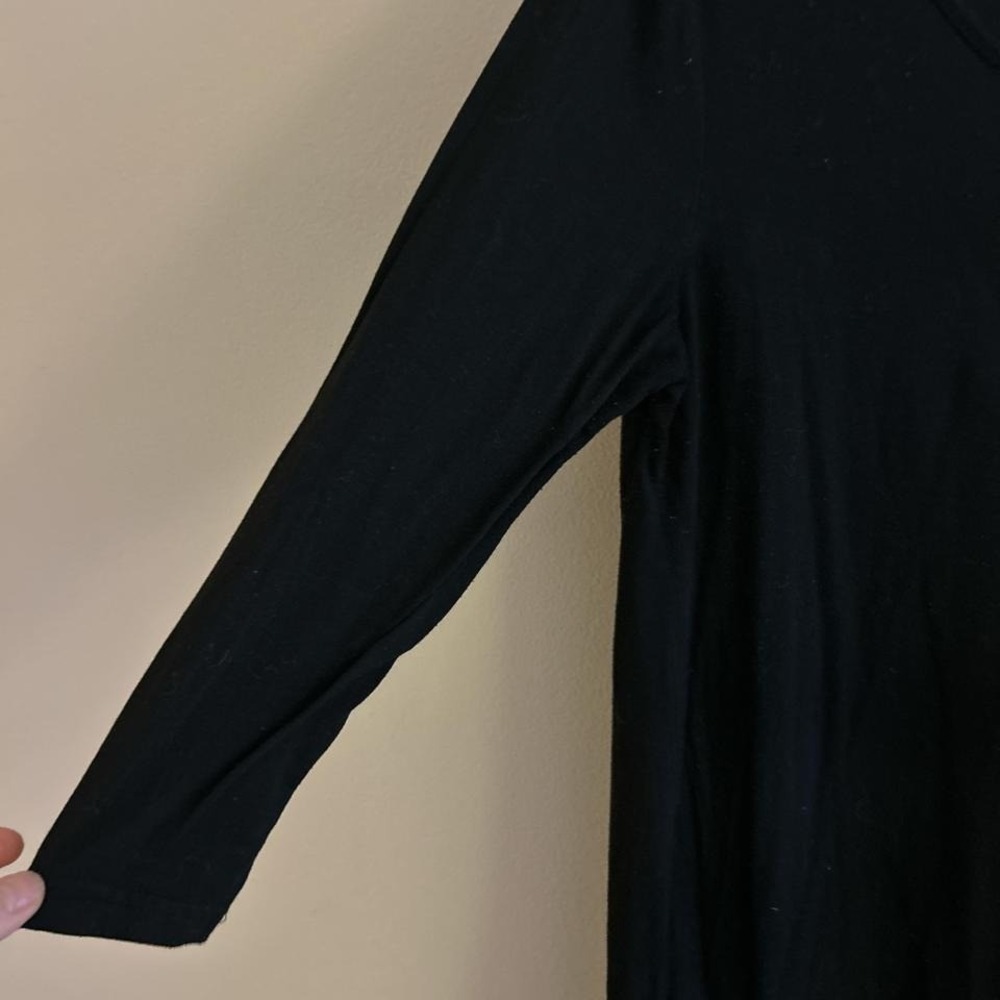 Black midi dress XL asymmetrical hem and long sleeves goth grunge witchy - Picture 4 of 7